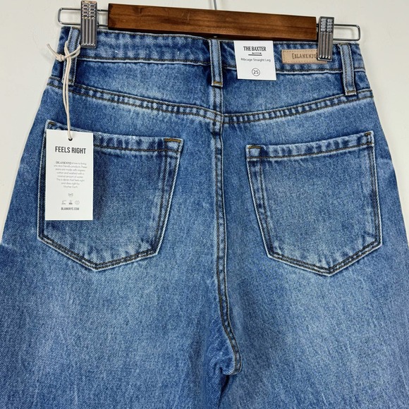 Blank NYC Blue Wildflower Destruct The Baxter Ribcage Straight Jean NWT Size 25 - Picture 5 of 9